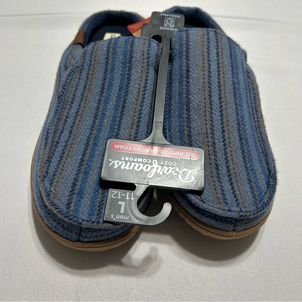 Dearfoams Men’s Memory Foam Blue Strip Comfort  Slippers Size Large 11-12 NWT - Picture 8 of 8